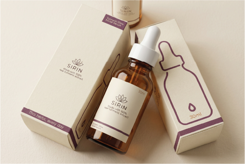 SIRIN Turmeric Glow Facial Serum พร้อมกล่องบรรจุภัณฑ์