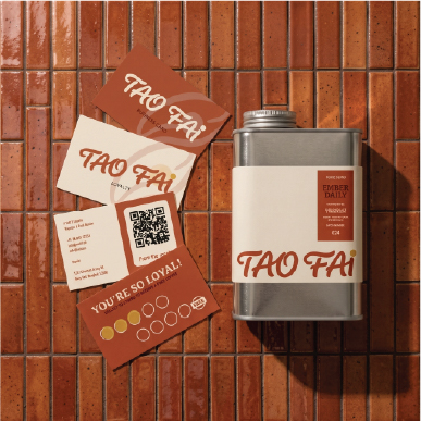 ภาพจำลองบรรจุภัณฑ์กาแฟและบัตรสมาชิก TAO FAI